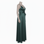 پیراهن کاپدار مجلسی سبز کله غازی بندی کمربنددار ساتن سایز 32 تا 62 (رنگبندی موجود) رویداسما roydasma سایز بزرگ موجود