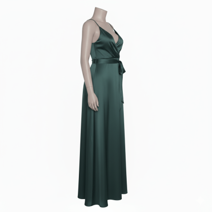 پیراهن کاپدار مجلسی سبز کله غازی بندی کمربنددار ساتن سایز 32 تا 62 (رنگبندی موجود) رویداسما roydasma سایز بزرگ موجود