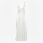 پیراهن کاپدار مجلسی سفید بندی کمربنددار ساتن سایز 32 تا 62 (رنگبندی موجود) رویداسما roydasma سایز بزرگ موجود