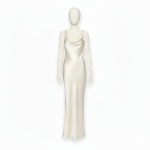 پیراهن مجلسی یقه شل آستین حلقه ای نیم کلوش آزاد ساتن سفید سایز 32 تا 62 (رنگبندی موجود) رویداسما roydasma سایز بزرگ موجود