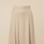 دامن بافت کرم نیم کلوش بلند پشت کش قد 100cm سایز 32 تا 62 - Image 3