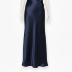 پیراهن مجلسی یقه شل آستین حلقه ای نیم کلوش آزاد ساتن آبی نفتی سایز 32 تا 62 (رنگبندی موجود) رویداسما roydasma سایز بزرگ موجود