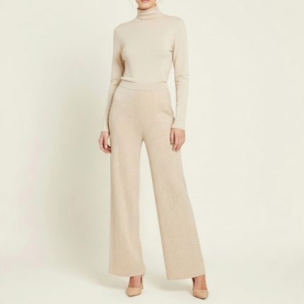 شلوار بگ پشت کش بافت کرم سایز 32 تا 62 رویداسما roydasma سایز بزرگ موجود