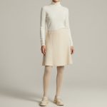 دامن بافت کرم کوتاه کمرکش ای لاین قد 45cm سایز 32 تا 62 رویداسما roydasma سایز بزرگ موجود