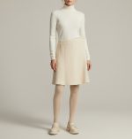 دامن بافت کرم کوتاه کمرکش ای لاین قد 45cm سایز 32 تا 62 رویداسما roydasma سایز بزرگ موجود