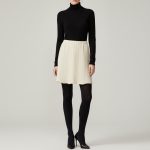 دامن بافت کرم کوتاه کمرکش ای لاین قد 35cm سایز 32 تا 62 رویداسما roydasma سایز بزرگ موجود