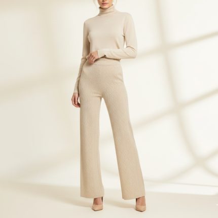 شلوار راسته پشت کش بافت کرم سایز 32 تا 62 رویداسما roydasma سایز بزرگ موجود