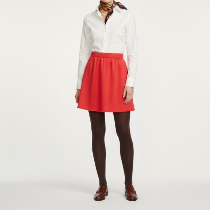 دامن کرپ کوتاه کمرکش قرمز سایز 32 تا 62 قد 45cm (رنگبندی موجود) رویداسما roydasma سایز بزرگ موجود