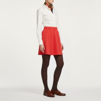 دامن کرپ کوتاه کمرکش قرمز سایز 32 تا 62 قد 45cm (رنگبندی موجود) رویداسما roydasma سایز بزرگ موجود