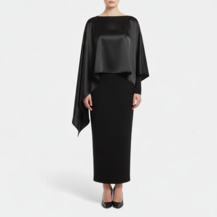 رویی مجلسی یک طرفه ساتن مشکی (رنگبندی موجود) رویداسما roydasma سایز بزرگ موجود