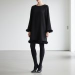 پیراهن پردار آستین بلند مشکی سایز 32 تا 62 رویداسما roydasma سایز بزرگ موجود