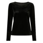 بلوز مخمل آستین بلند مشکی سایز 32 تا 62 (رنگبندی موجود) رویداسما roydasma سایز بزرگ موجود