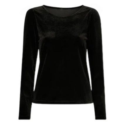بلوز مخمل آستین بلند مشکی سایز 32 تا 62 (رنگبندی موجود) رویداسما roydasma سایز بزرگ موجود