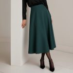 دامن میدی کرپ پشت کش سبز کله غازی نیم کلوش قد 80cm سایز 32 تا 62 (رنگبندی موجود) رویداسما roydasma سایز بزرگ موجود