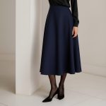 دامن میدی کرپ پشت کش آبی نفتی نیم کلوش قد 80cm سایز 32 تا 62 (رنگبندی موجود) رویداسما roydasma سایز بزرگ موجود