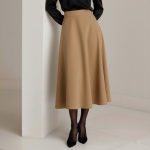 دامن میدی کرپ پشت کش موکا نیم کلوش قد 80cm سایز 32 تا 62 (رنگبندی موجود) رویداسما roydasma سایز بزرگ موجود