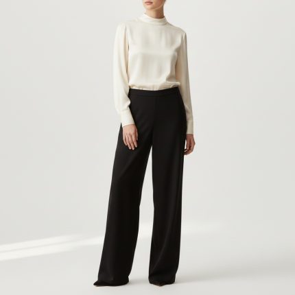 شلوار بگ کرپ پشت کش مشکی سایز 32 تا 62 (رنگبندی موجود) رویداسما roydasma سایز بزرگ موجود