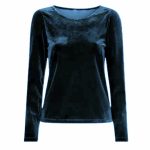 بلوز مخمل آستین بلند آبی نفتی سایز 32 تا 62 (رنگبندی موجود) رویداسما roydasma سایز بزرگ موجود