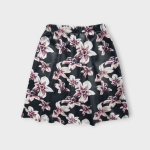 دامن کوتاه ای لاین کمرکش گل لیلیوم با زمینه مشکی کرپ نخ پفکی قد 45cm سایز 32 تا 62 رویداسما roydasma سایز بزرگ موجود