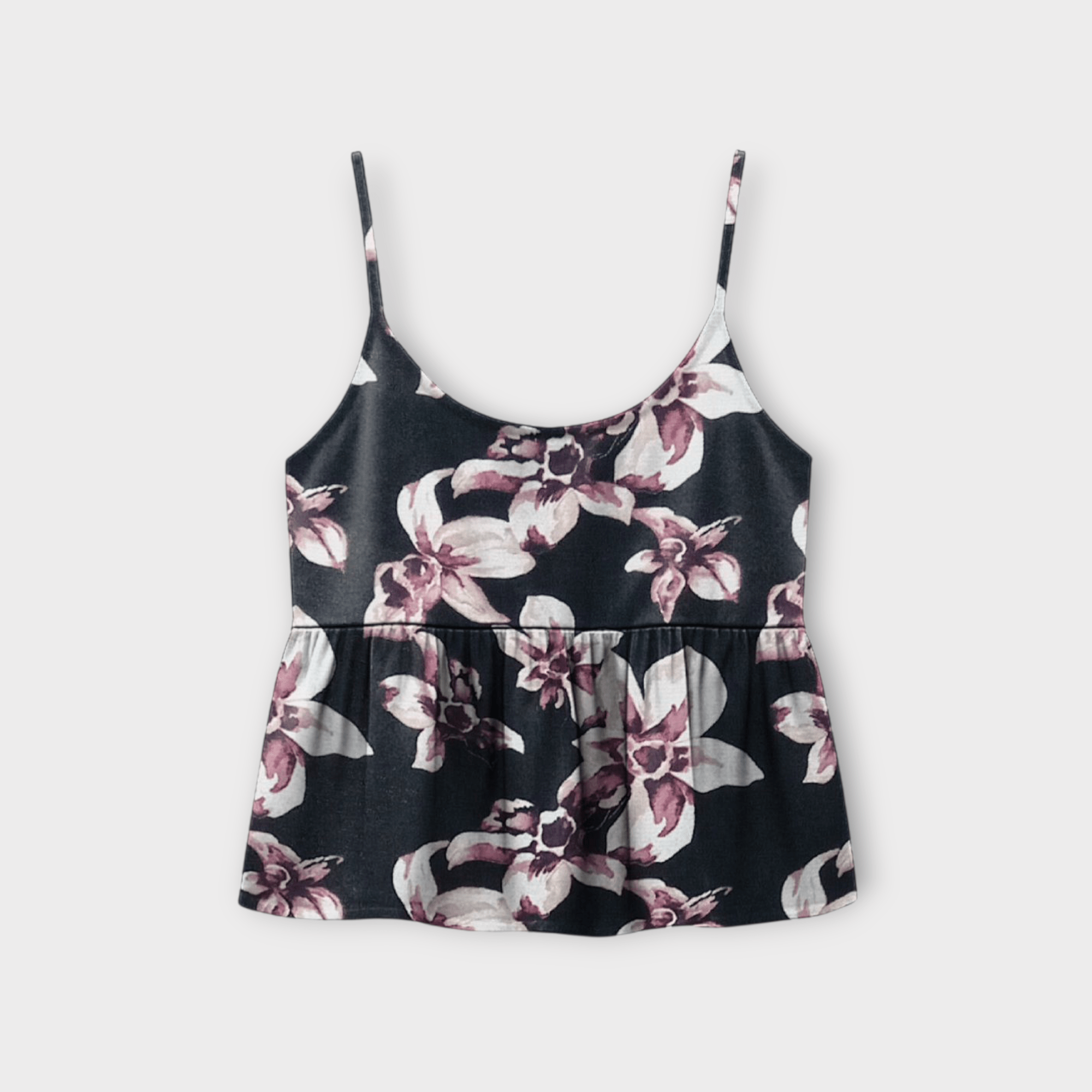 تاپ بندی چین دار گلدار گل لیلیوم با زمینه مشکی یقه گرد کرپ نخ پفکی سایز 32 تا 62 رویداسما roydasma سایز بزرگ موجود